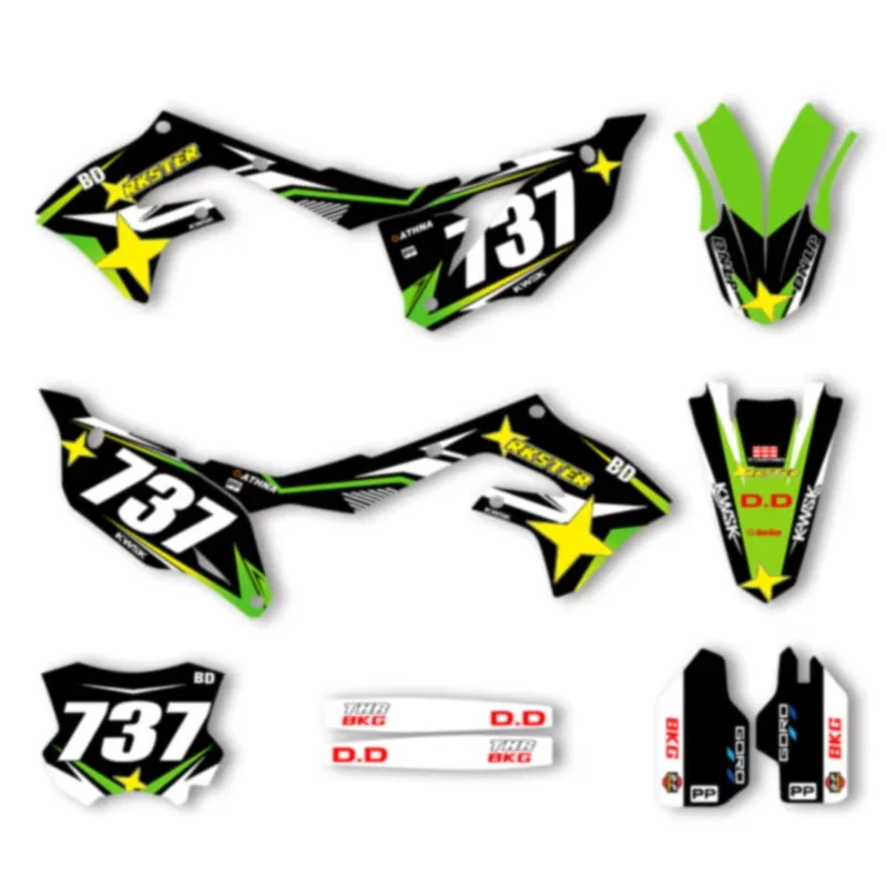 

DSMTECH MOTOR For KAWASAKI KXF450 KX 450 2019 2020 2021 2022 2023 KXF250 KXF 250 2021-2024 Motorcycle Graphics Decals Sticke 001