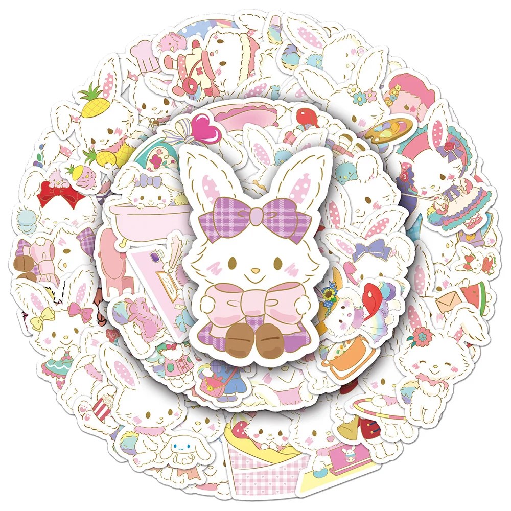 10/30/51pcs Cute Sanrio Wishmemell Cartoon Stickers for Kids Kawaii Anime Rabbit Graffiti Decals Sticker for Phone Diary Luggage