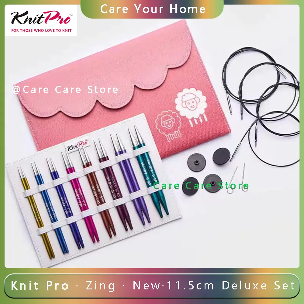 

Knitpro Zing 11.5cm Deluxe Interchangeable Circular Needles Set Swivel Removable Knitting Spokes Kit Knitting Tools Accessories