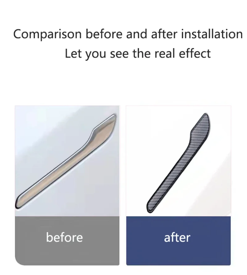 For Tesla Model 3 Y Carbon Fiber ABS Styling Premium Durable Accessories model3 2023 Car Door Handle Cover Protector Sticker