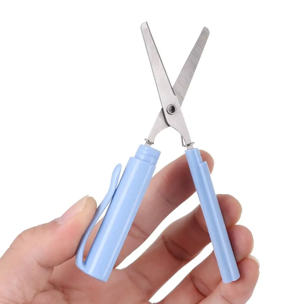 Creative Portable Stationary Office School Student Handwork Art Tools Pen Shape Scissor Handcraft Scissor Safe Folding Scissor