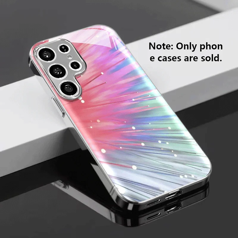 

Colored thread star pattern electroplated glass phone case, suitable for Samsung S26/S25/S24/S23/S22/S21/S20 and other models.