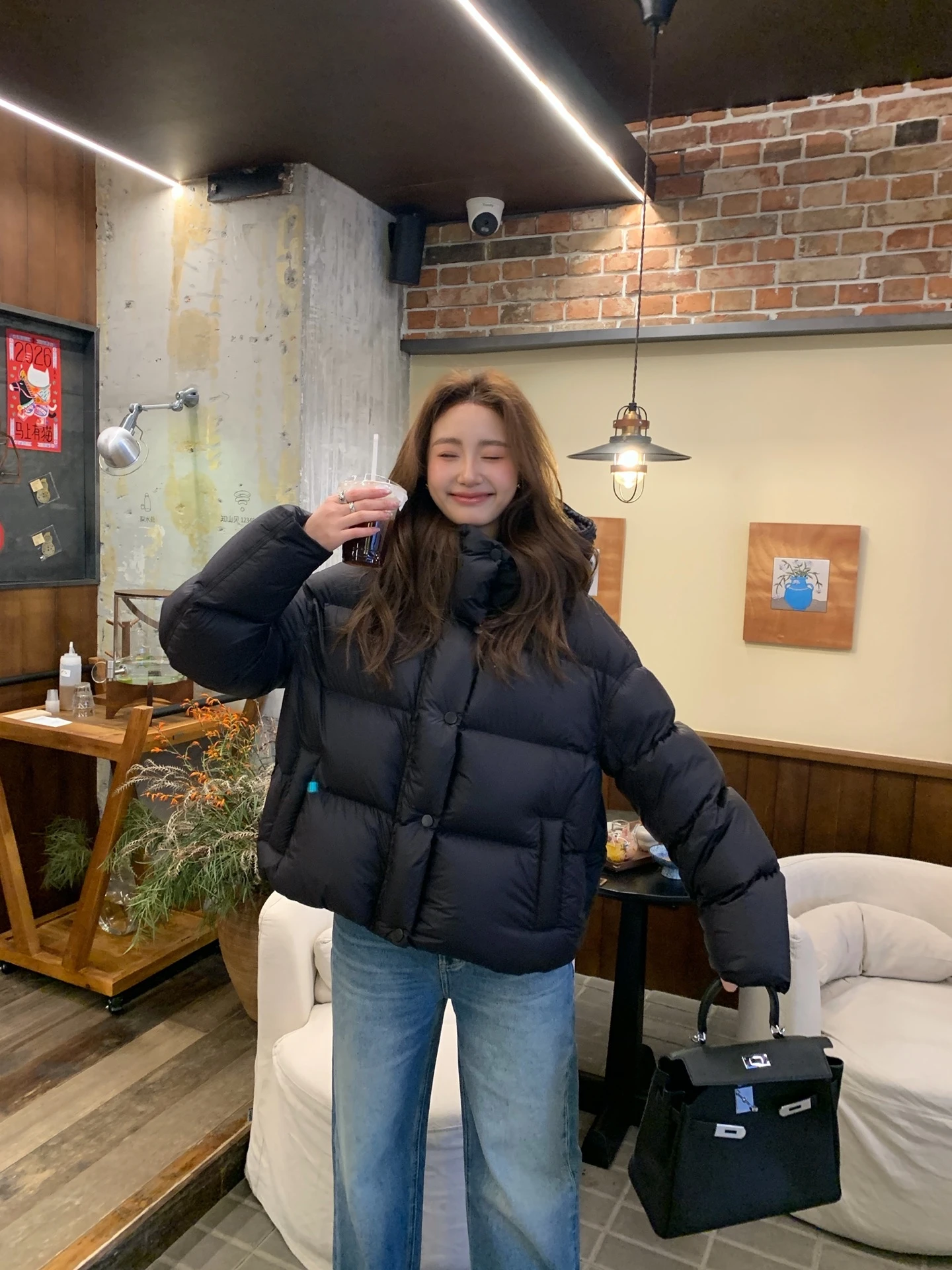 

Winter New National Stand 90 White Du down Tee-Proof Puff Coat Slimming Non-Bulky Warm Bla ort Outerwear