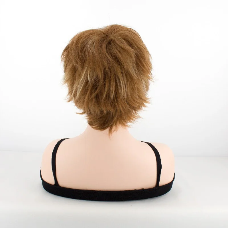 Parrucca da donna naturale da donna Parrucche corte per capelli ricci dorati