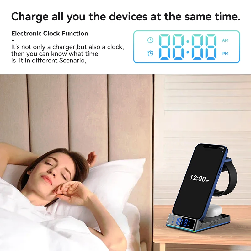 Wireless Fast Charging Station, Charger Stand, Samsung S24 S23 Ultra, S22, S21, S20, Galaxy 6,5, 4, 3 Active 2