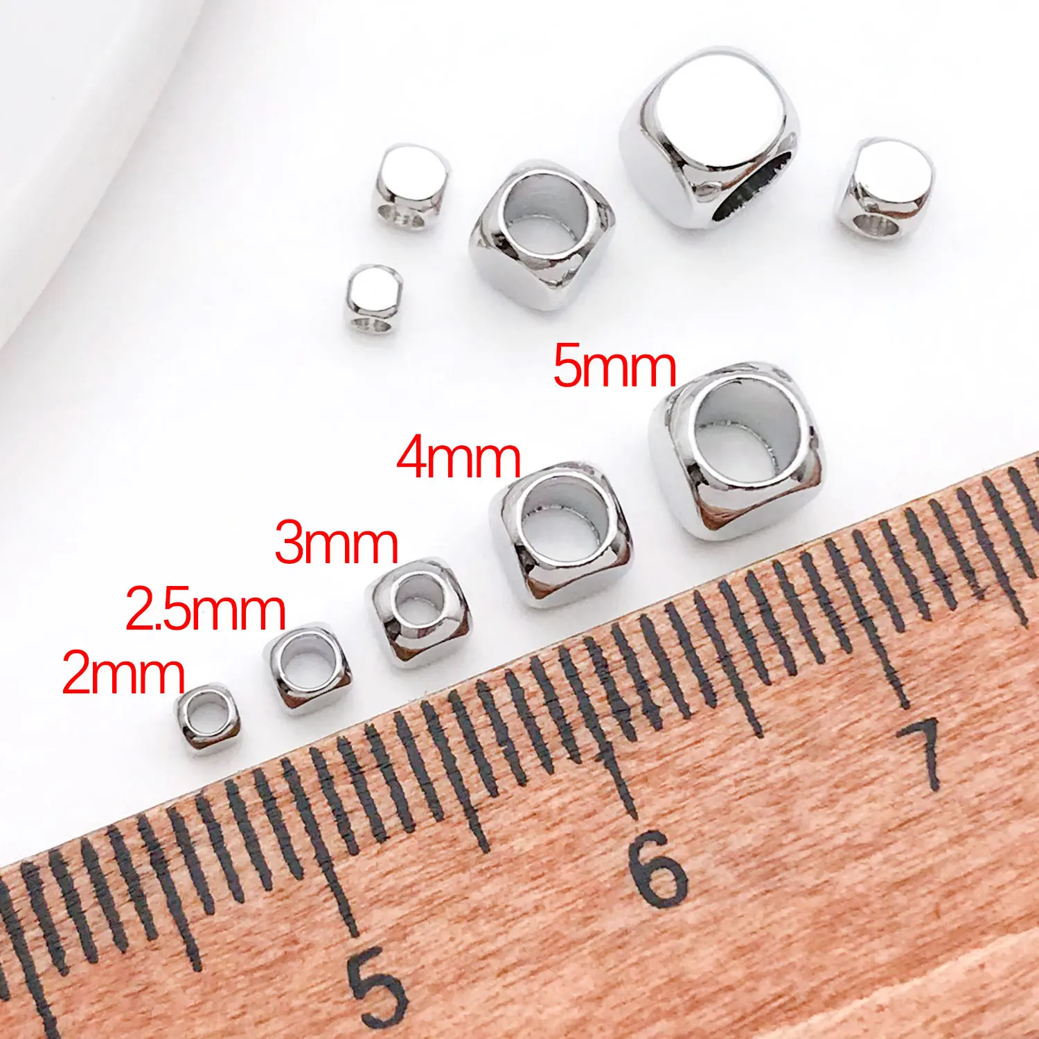 20pcs 2/2.5/3/4/5mm 18K Real Gold Plated Brass Square beads Cube Bulk Loose Spacer Beads For DIY Jewelry Making Accessories