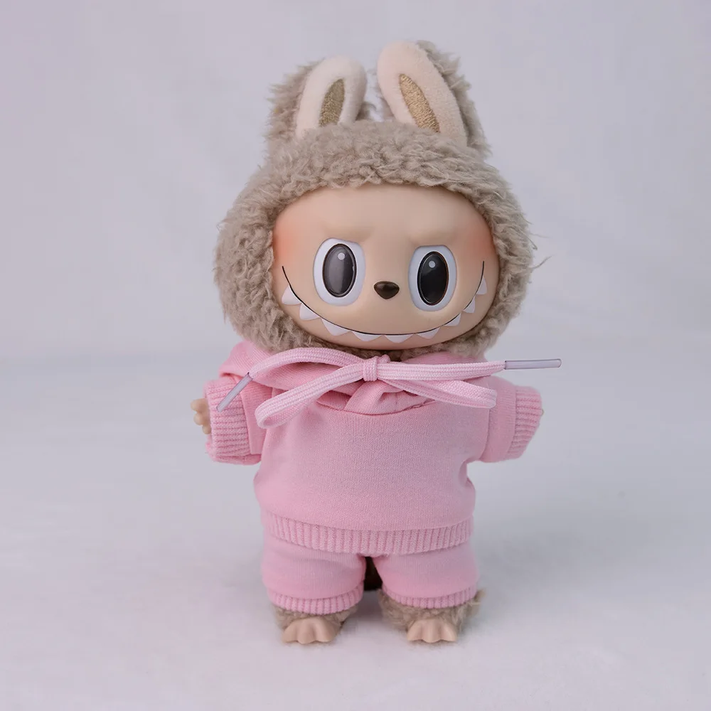 Sweat-shirt à capuche de couleur unie pour poupée Labubu, 15/17cm, vêtements de remplacement, accessoires de décoration adaptés à Ropa Labubu