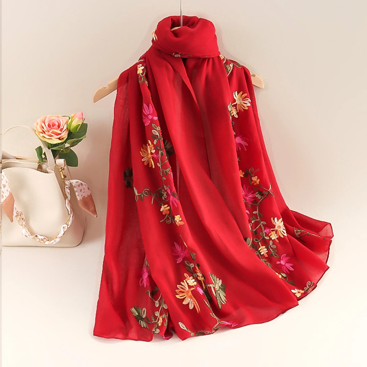 New spring and summer female literary national wind shawls cotton and linen long sunscreen travel scarf dual-purpose embroidery