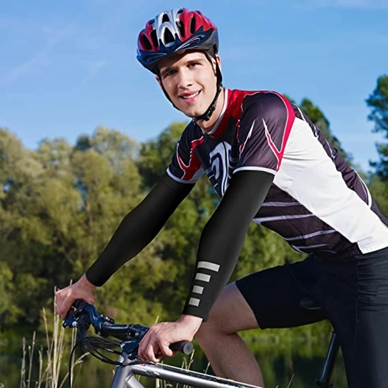 Manicotti da equitazione notturni riflettenti manicotti da ciclismo da corsa estivi protezione solare in seta di ghiaccio scaldabraccia uomo donna