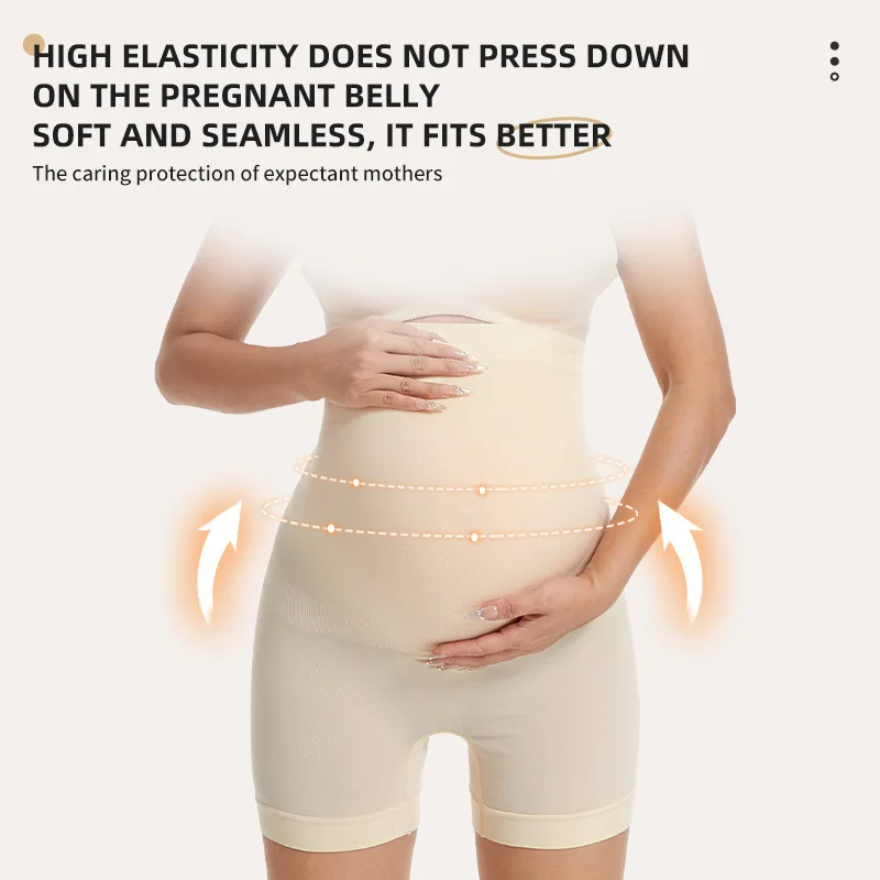 Aishang Comfortable Pregnant Clothes Breathable Safety Shorts Seamless Intimates for Expecting Moms High Waist Maternity Panties