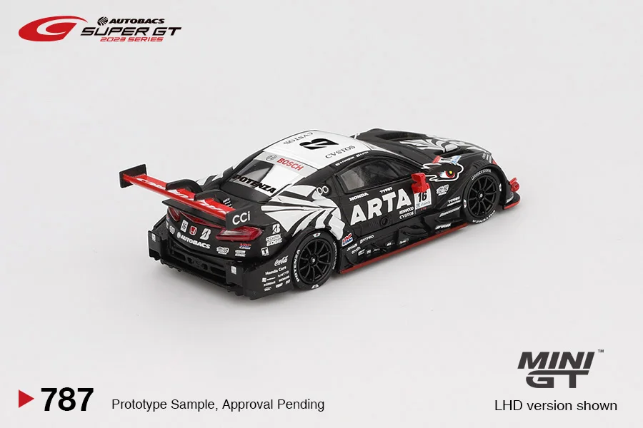 MINIGT 1/64 Honda NSX-GT Tipo S GT500 # 8 # 16 2023 Veicolo in lega per auto Modello in metallo pressofuso Giocattoli per bambini per ragazzi