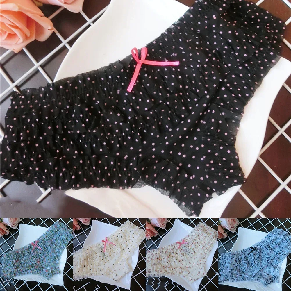 Cute Sweet Female Panties Cake Layer Lace Briefs Polka Dot Flower Pattern Mesh Breathable Cozy Underpant Women Low Waist Panties image 6