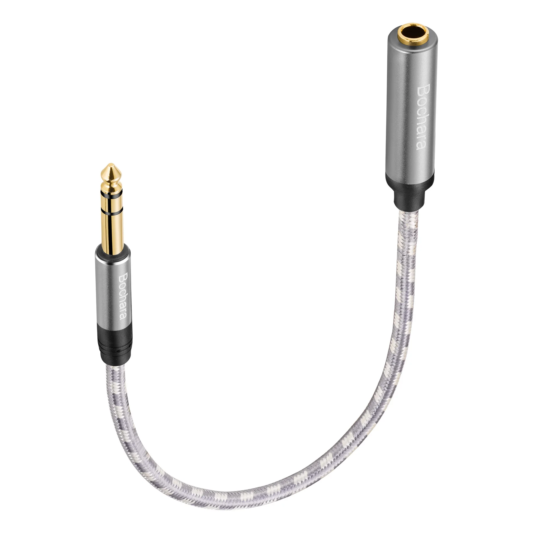 Кабель-удлинитель Bochara 30 см 1/4 ''6,35 мм стерео со штыревыми соединителями и двумя экранами