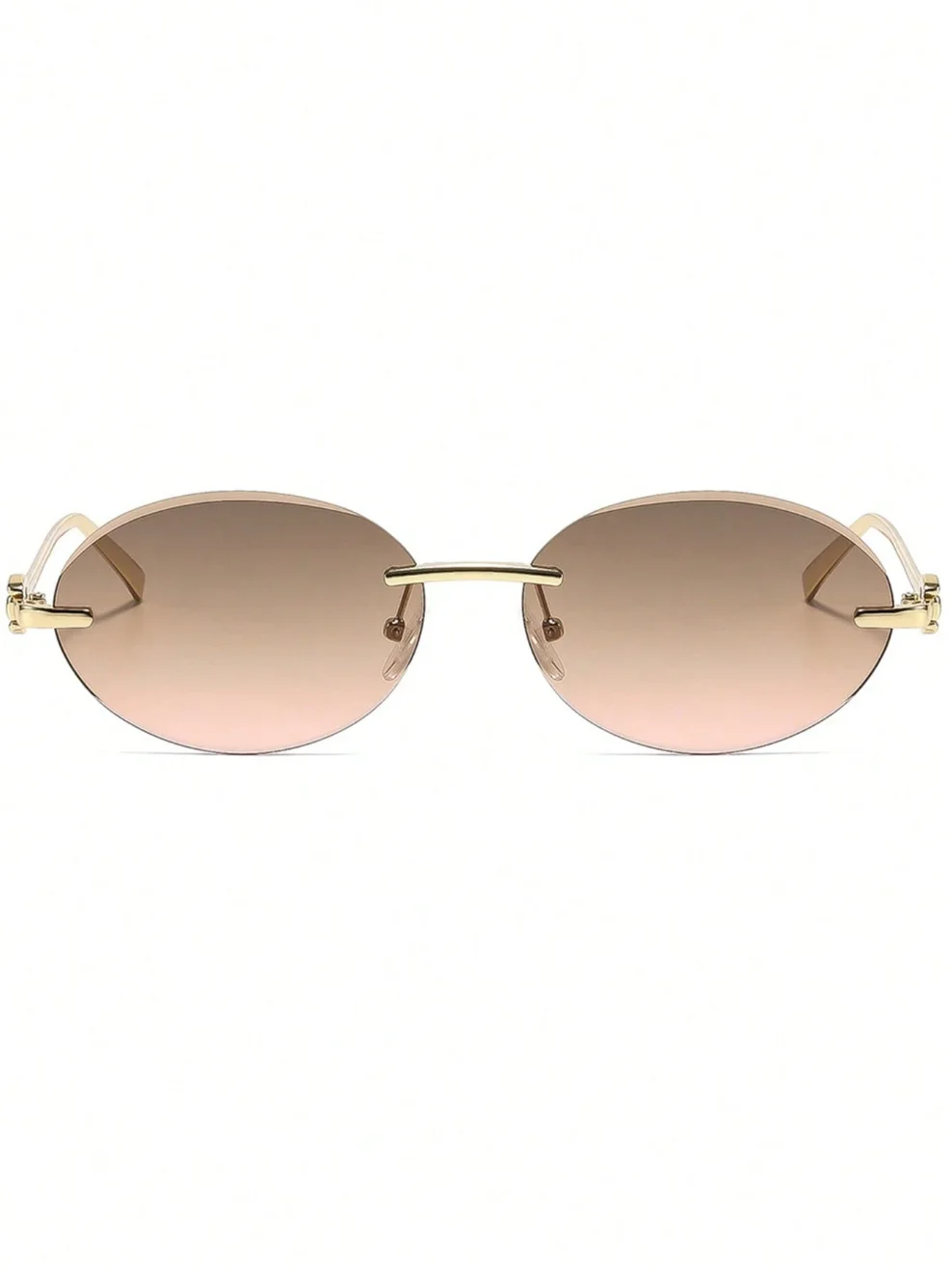1 Pair of Women's Frameless Beveled Metal Oval Fashion Bohemian Casual Outdoor Decorative Glasses, Y2K Street Style Personalized Hot Girl Decorative Glasses, Suitable for Street Photography, Beach, Seaside, Travel, Fas