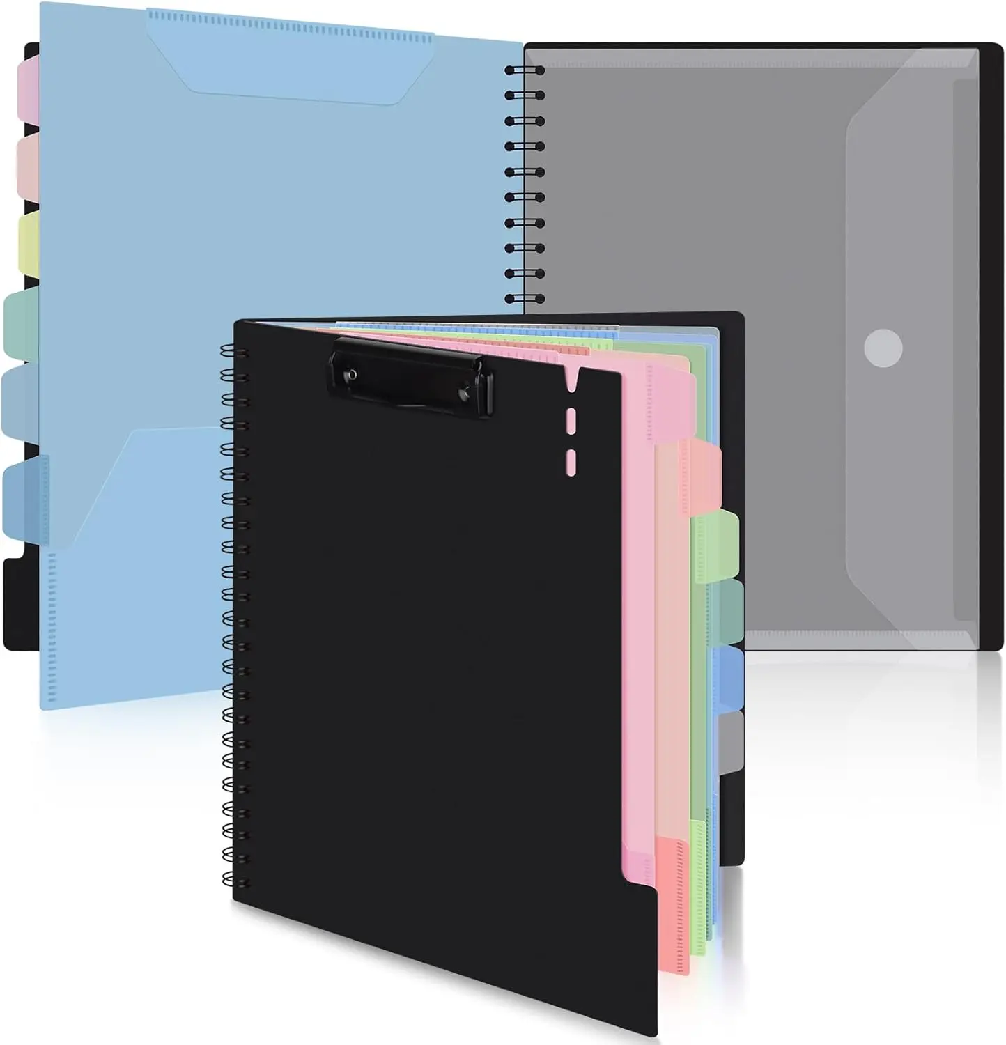 

Clipboard with Folder Organizer, 12 Pockets Project Organizer - Refillable Lined Notepad (11" x 8.5"), Hardcover Project Organizer with Stay-Put Tabs (Macaron 1 Pack)