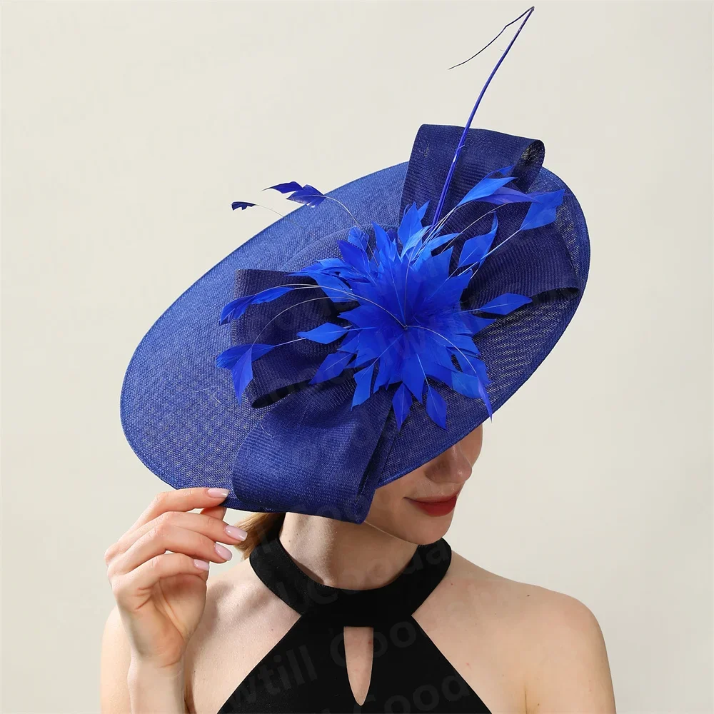 Kentucky Derby Big Fascinator Feather Hat Women Wedding Pillbox Fascinators Hat With Headband Ladies Elegant Party Chapeau Cap