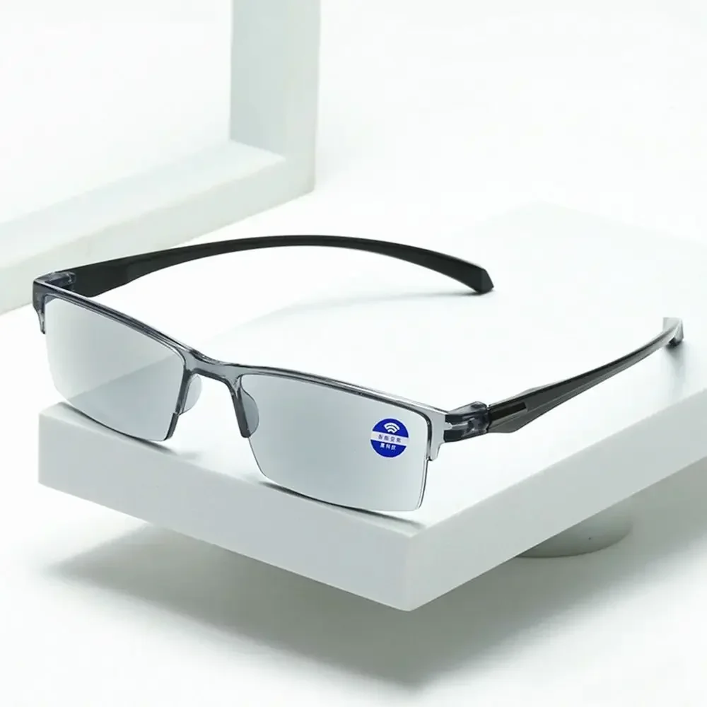 Lunettes de lecture Anti-rayons bleus, Zoom automatique intelligent, mise au point automatique, monture ultralégère à demi-jante, pour ordinateur de près et de loin