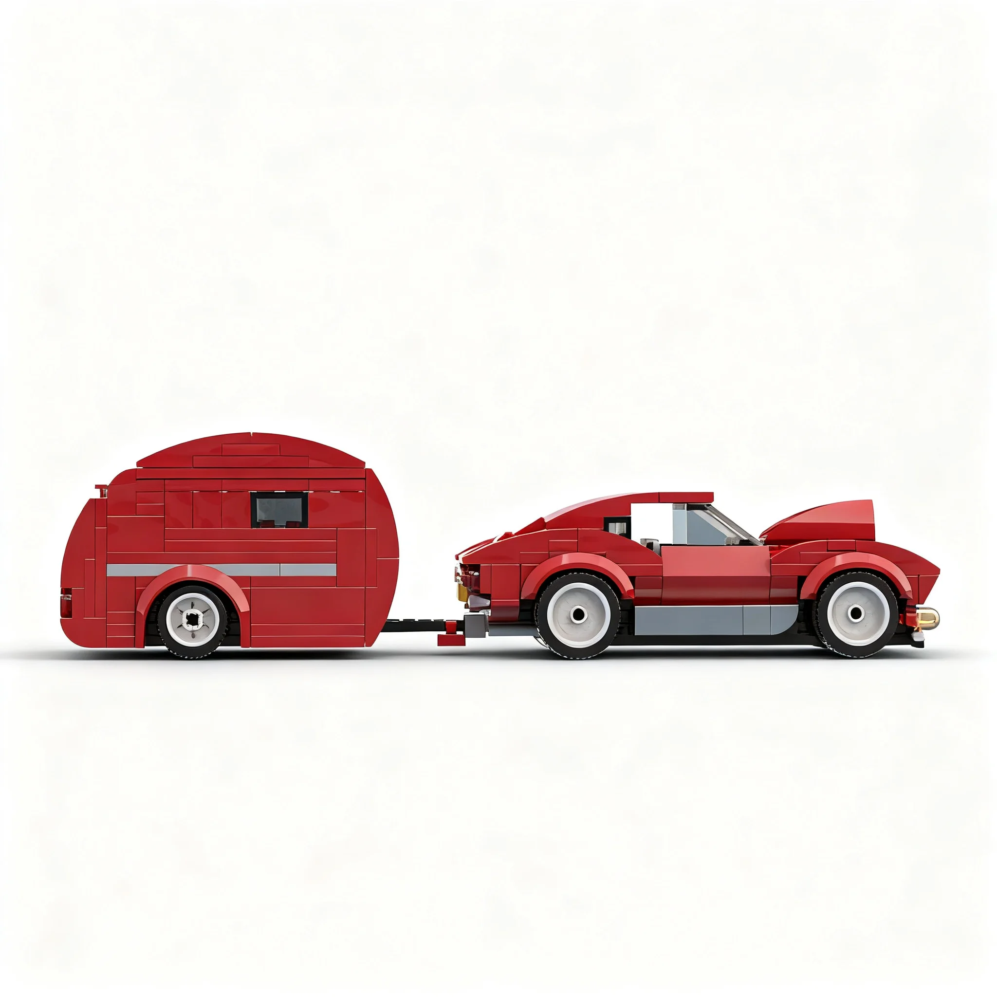 346pcs MOC Stacey Red Version Teardrop Camper City Traffic Model Building Blocks Toys Architecture Christmas Gifts Brick DIY
