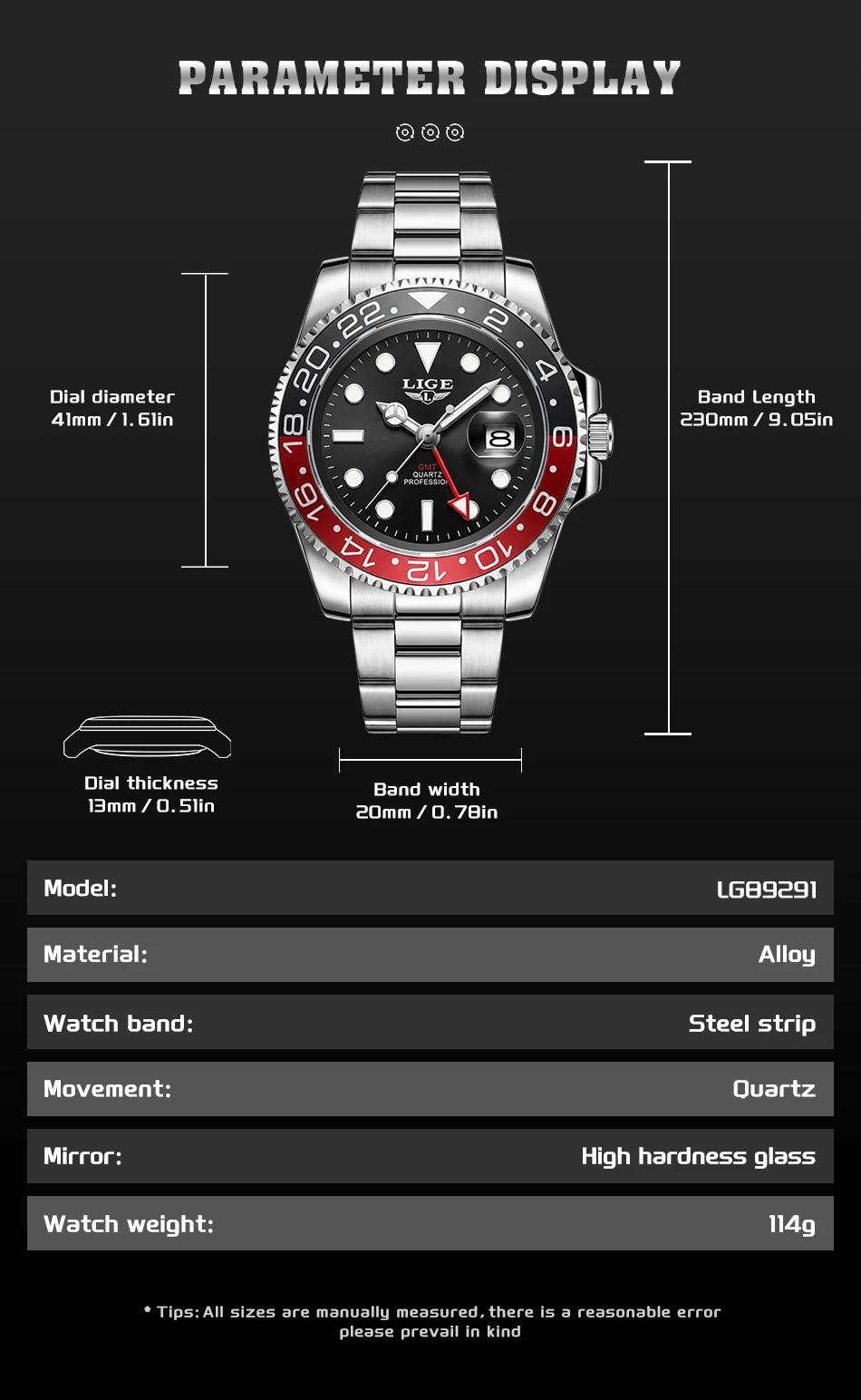 Montre homme LIGE en acier