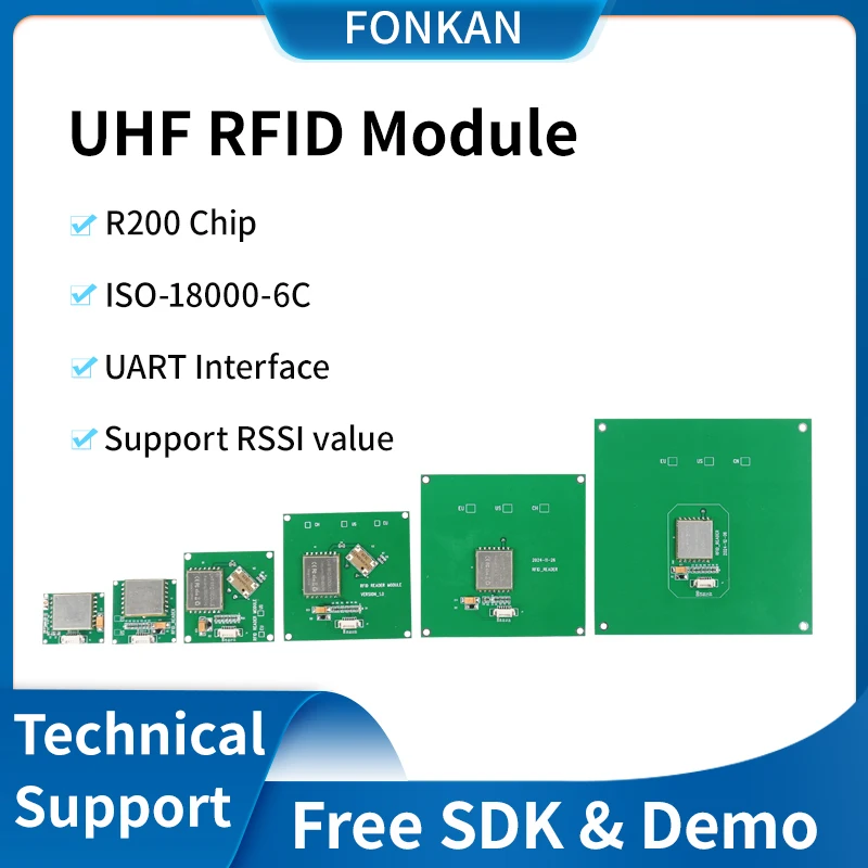 UHF RFID 모듈 내장 칩 RFID 리더 모듈, 15-26dbm RF 전원 액세스 제어 카드 리더 모듈, R200 