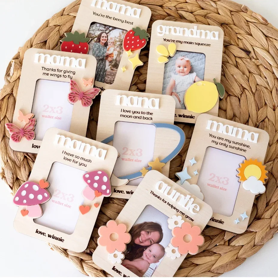 Custom Photo Wood Frame with Insert Fridge Magnets Mini Magnetic Refrigerator Photo Picture Frames