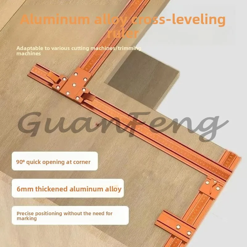 Upgraded Cross Positioning Ruler for Woodworking, Adjustable Splicing Trimmer Positioning Tool
