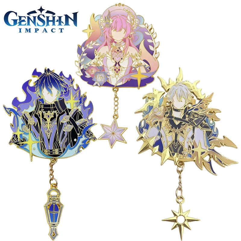 Game Genshin Impac Khaslana Kyryll Chudomirovich Flins Cyrene Cosplay Brooch Backpack Metal Badge Clothes Corsage Pins Jewelry