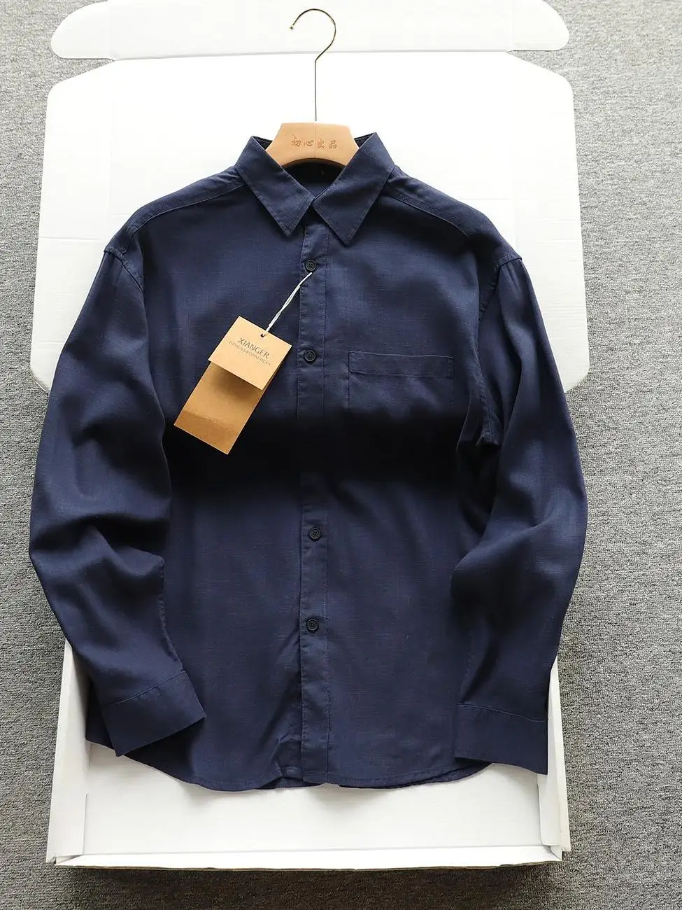 Value for Money Men's Retro Long Sleeve Shirt with Pocket Lenzing Lyocell Linen Spring Summer Breathable Comfortable Fit