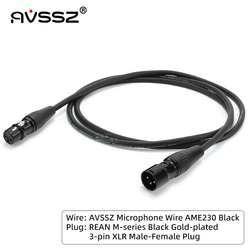 AVSSZ DIY 3 Pin XLR to XLR Cable Microphone Cable REAN Gold Plated Male to Female Plug Cannon Balance Line, Wires OD 6.0MM