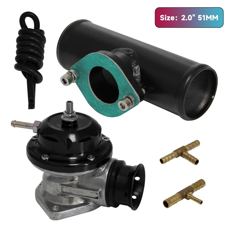 

Black/Blue Type-S/RS Turbo Charger Blow Off Valve + 2.0" Alloy Flange Adapter Pipe