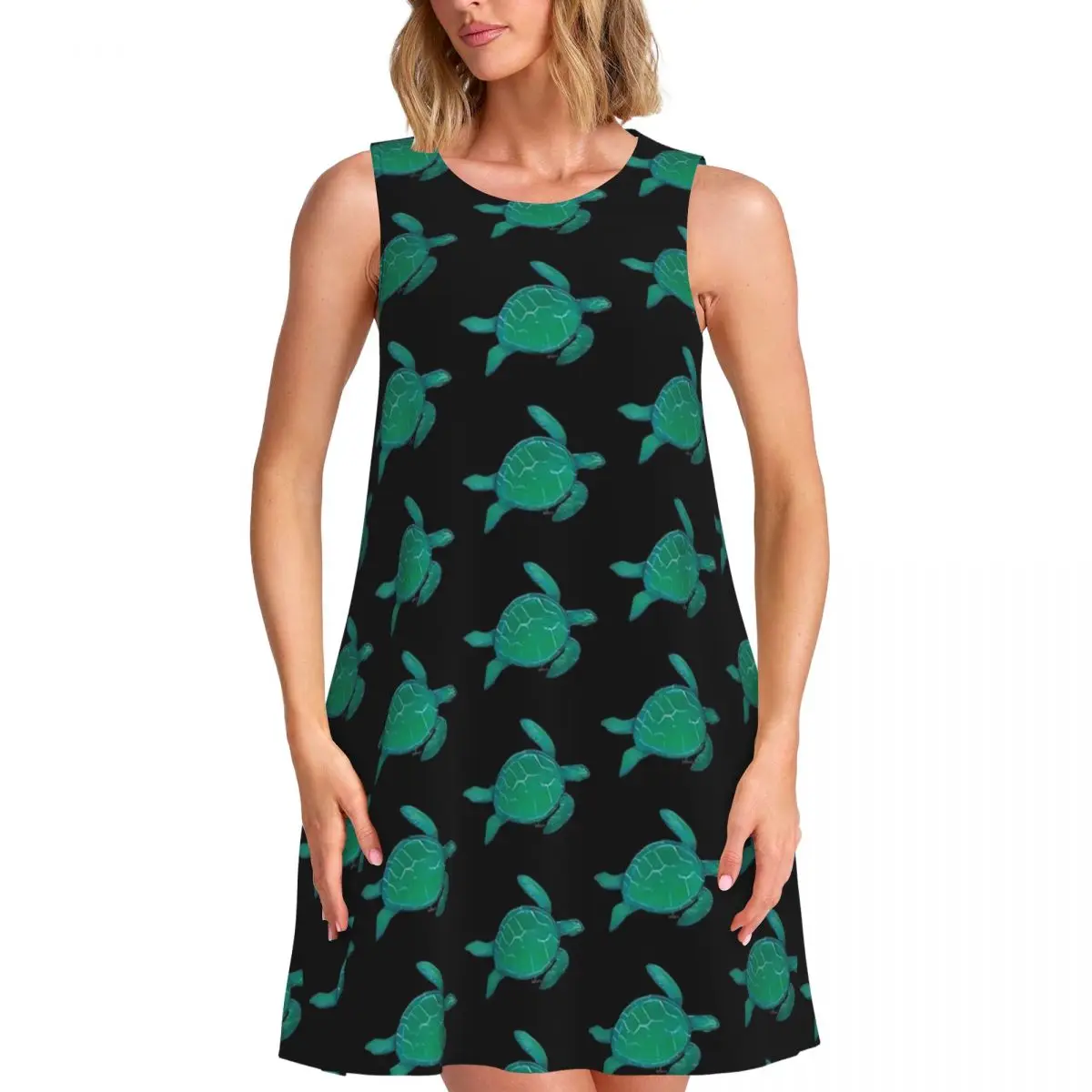 Sea Turtle Painting Casual Dress Cute Animal Print Korean Fashion Dresses Summer Pattern Sexy Dress Hot Sale Vestidos Plus Size