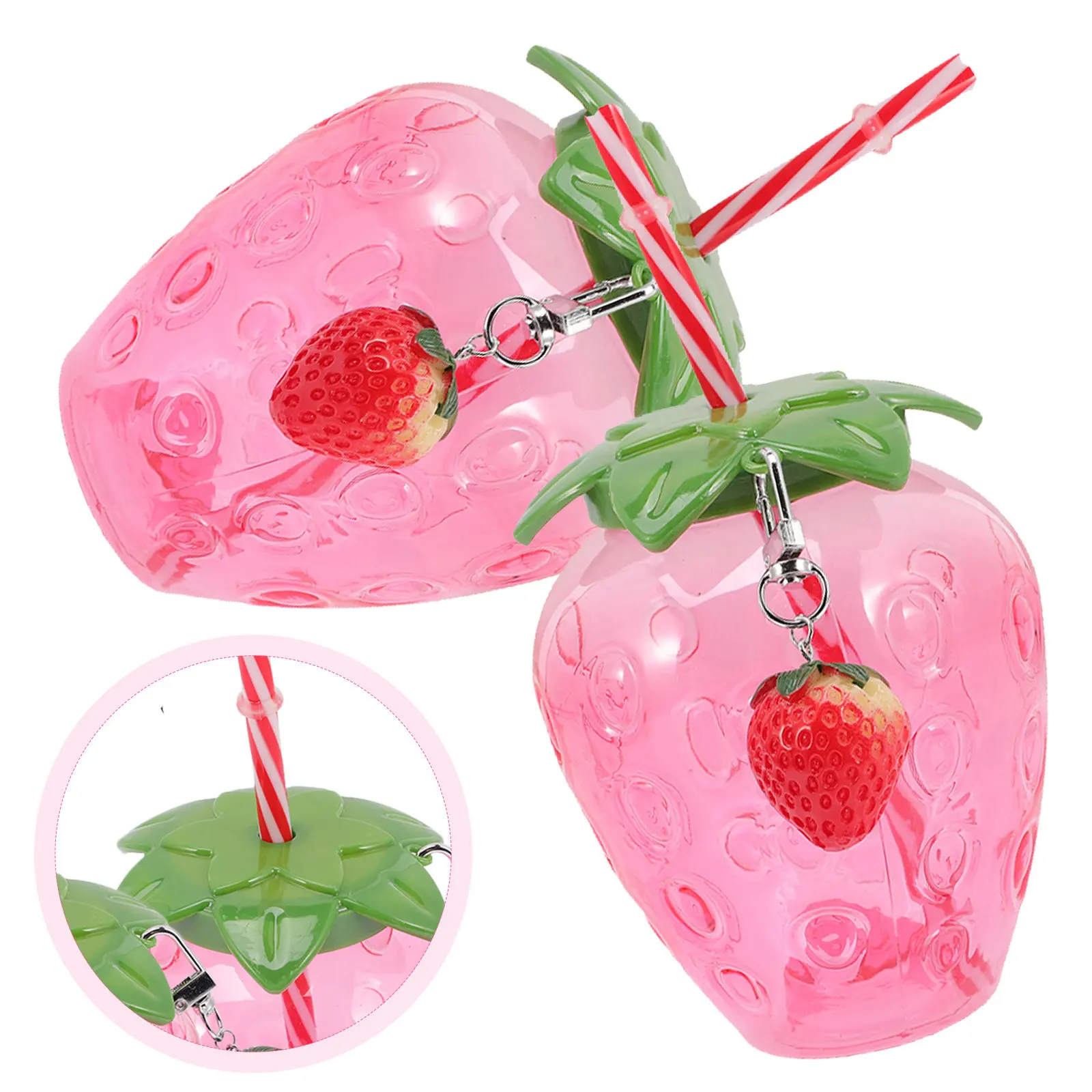 2 vasos transparentes para jugo de fresa con pajita, ideales para té con leche, bebidas frías, recuerdos de fiesta, disfrute para adultos