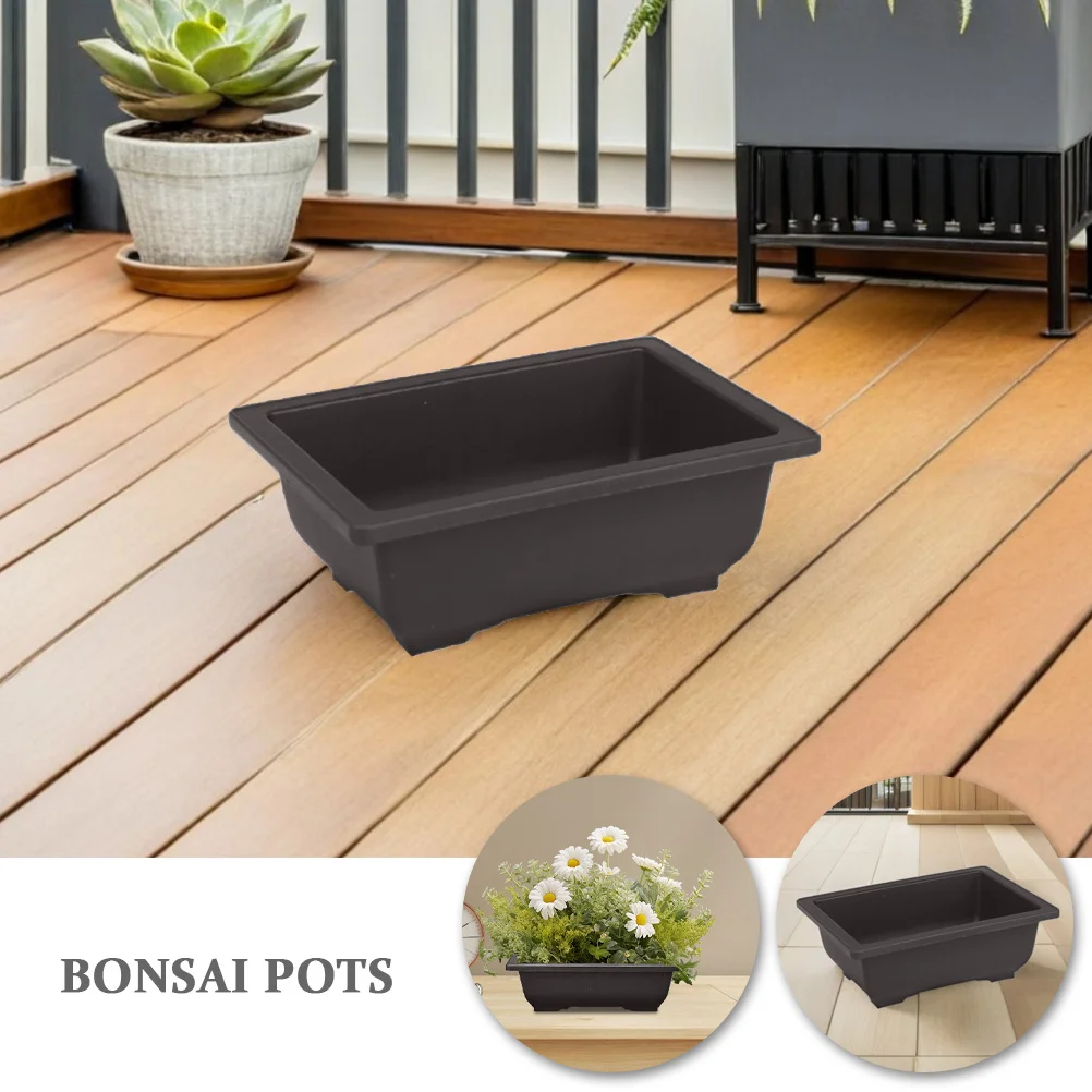 5 قطعة زهور مستطيلة البلاستيك بونساي الأواني للعصارة داخلي في الهواء الطلق نباتات للحديقة التنفس زارع الحاويات البستنة #3