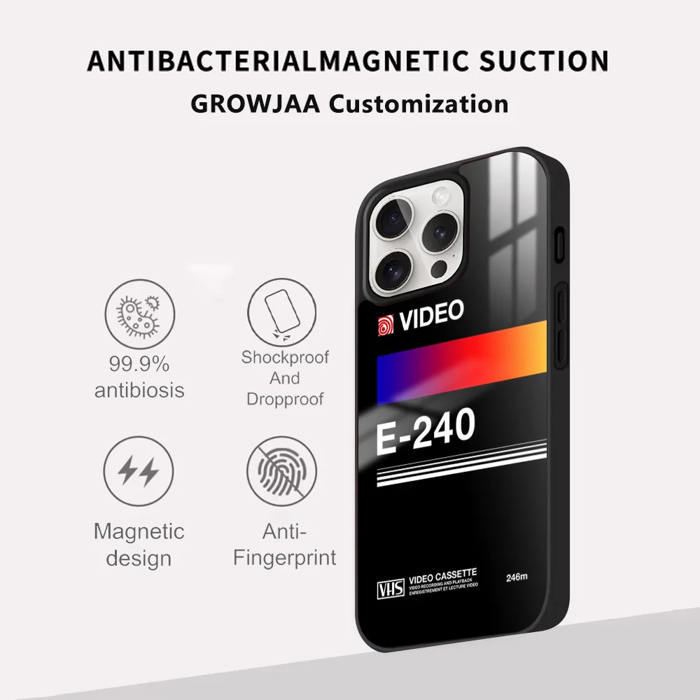 ريترو VHS شريط فيديو ملصق جراب هاتف ، مرآة Magsafe ، غطاء مغناطيسي لاسلكي ، iPhone 16 ، 15 ، 14 ، 13 ، 12 ، 11 Pro Max ، Plus ، صغير ، جديد