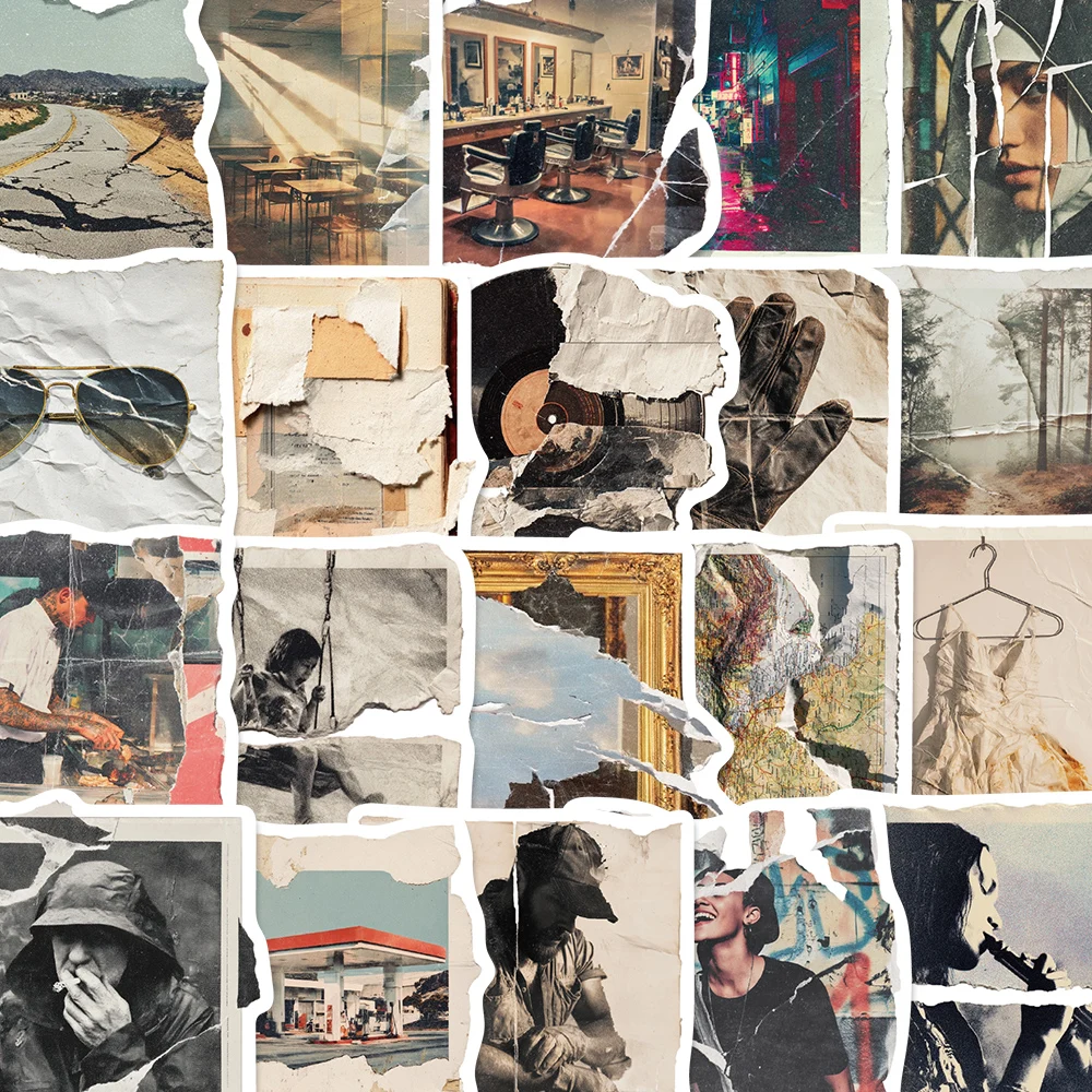 50pcs Torn Photo Sticker Creative Fashion Decal For Phone Fridge Laptop Scrapbook Skateboard Bicycle Helmet Decoration Sticker