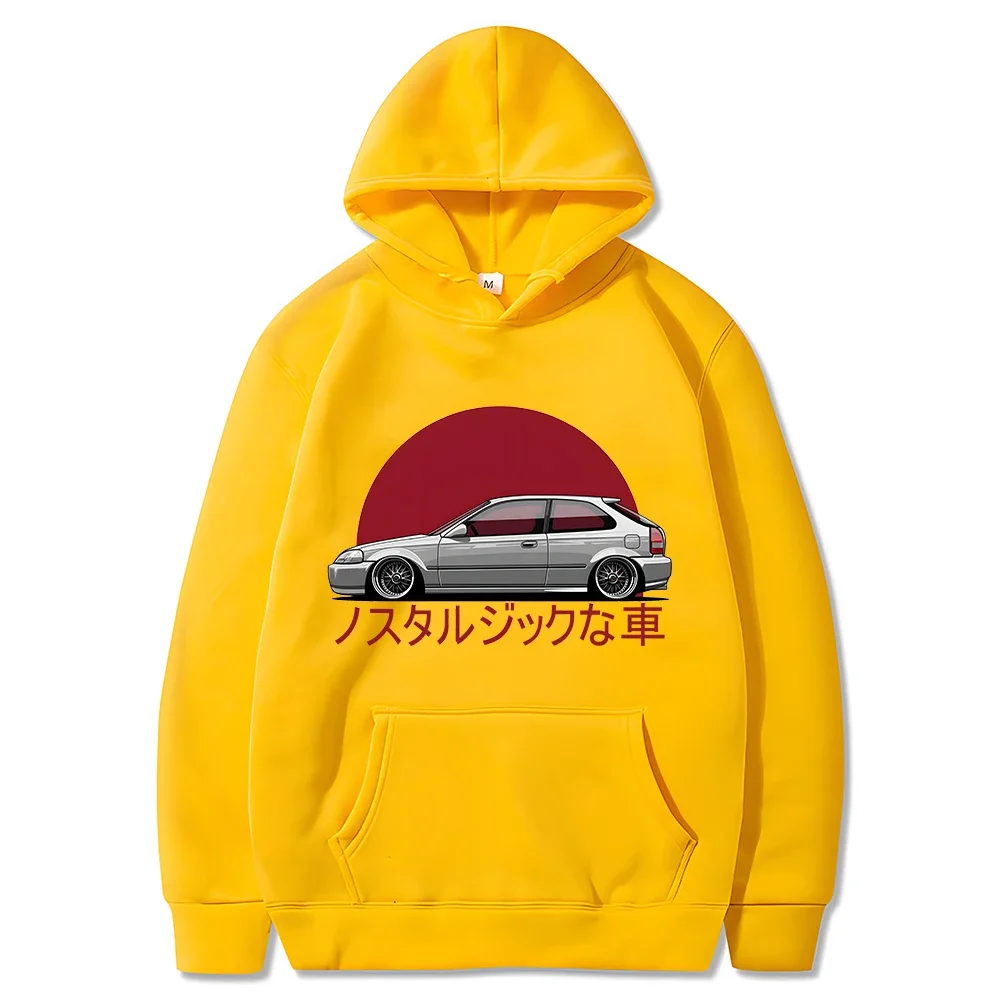 2024 Men Nostalgic Car Hoodie Jdm Comic Printing Tracksuit Mens Sweatshirt Female Japanese Streetwear Pullover