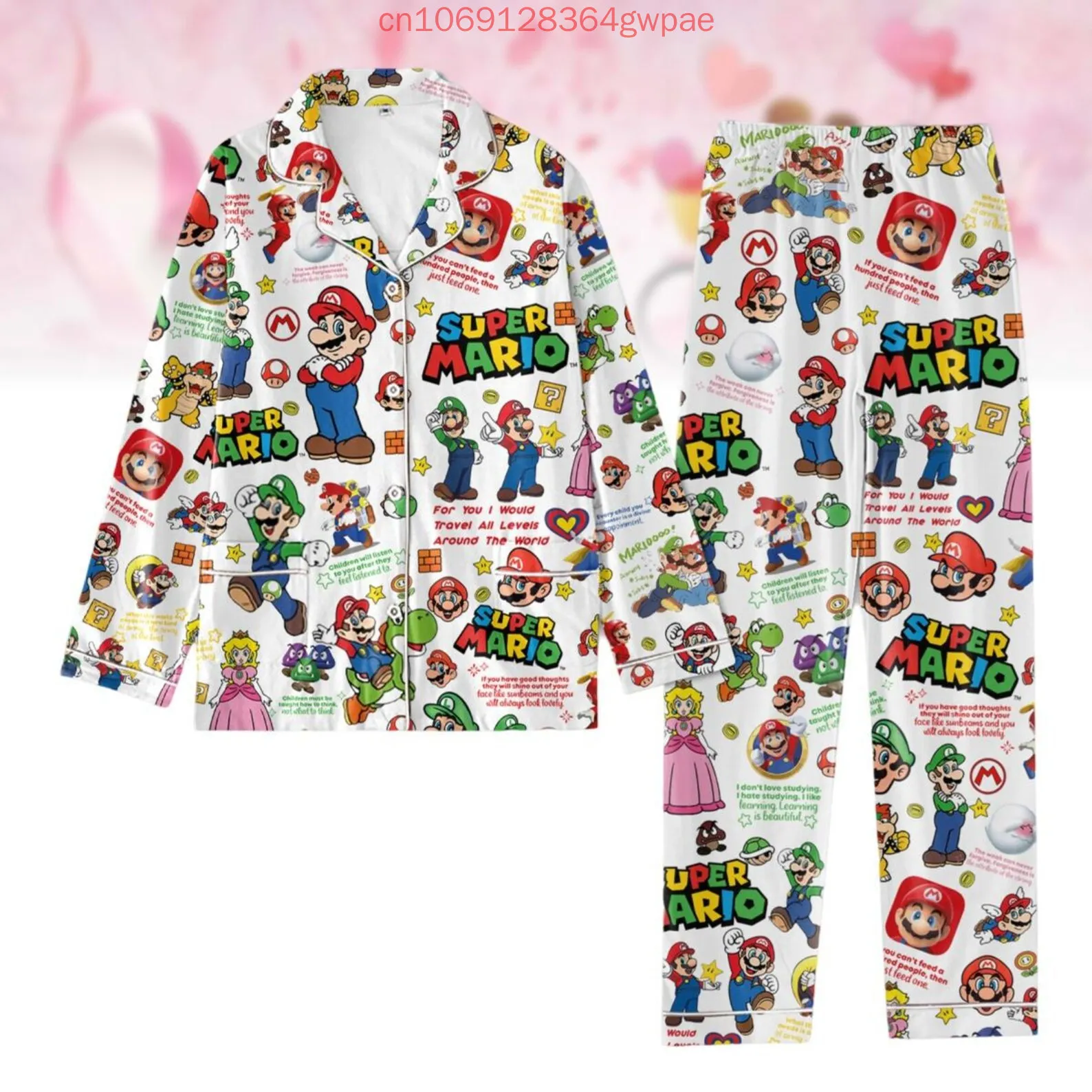 

Рубашка Super Mario 2025 года, пижамный комплект с 3d принтом Super Mario Bros, повседневная мужская и женская рубашка с длинным рукавом, пижамный комплект, семейные пижамные комплекты