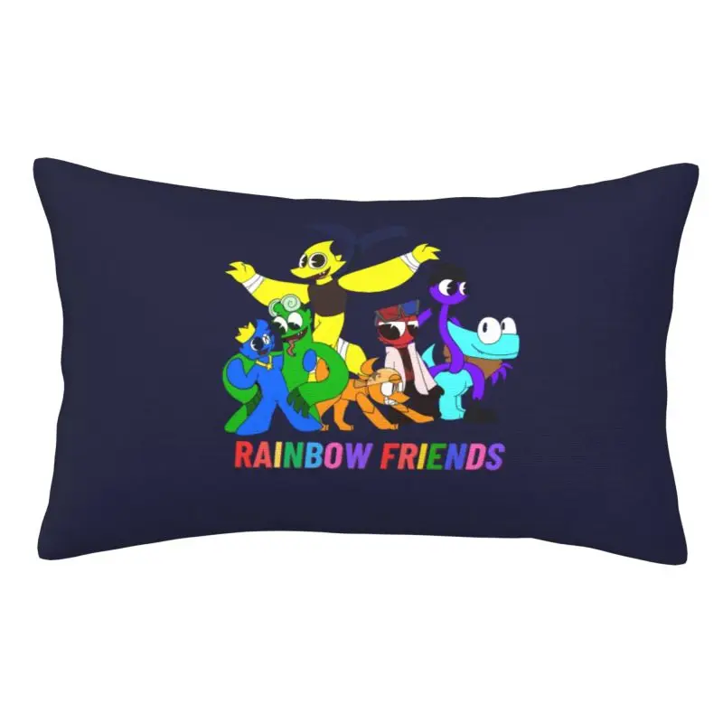 Custom Nordic Style Rainbows Friend Play Game Cushion Cover 60cmx40cm Polyester Pillow Case for Bed Sofa Rectangle Pillowcase