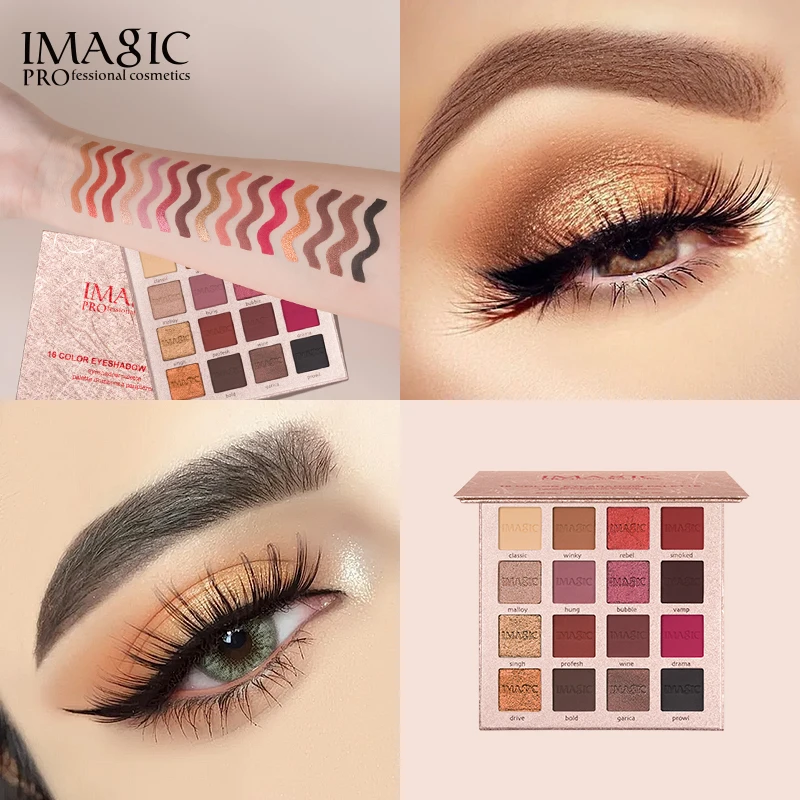 IMAGIC New Arrival Charming Eyeshadow 16 Color Makeup Palette Matte Shimmer Pigmented Eye Shadow Powder