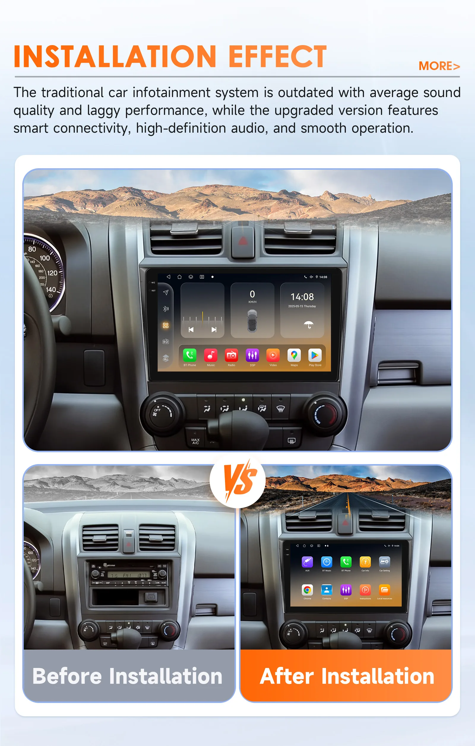 Hizpo Car Radio for Honda CRV CR-V 2007-2011 Multimedia Video Player Navigation Stereo GPS Android 14 Carplay Head Unit No DVD