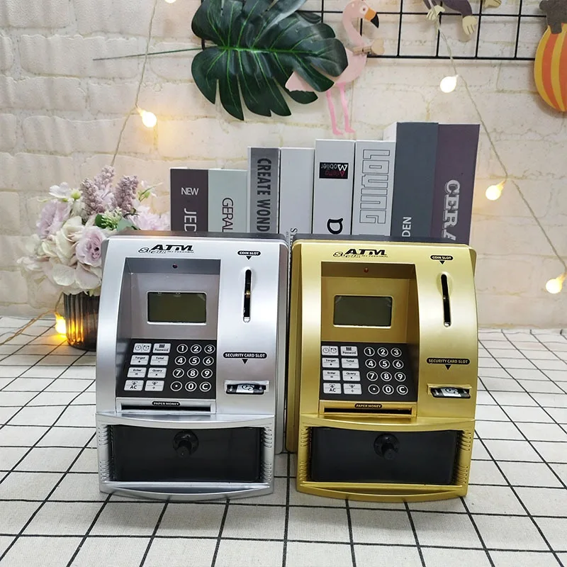 Automated ATM Machine With Card, Real Money Saving piggy bank, Cashier Adult, Digital Alarm Clock, Real Estate Bank