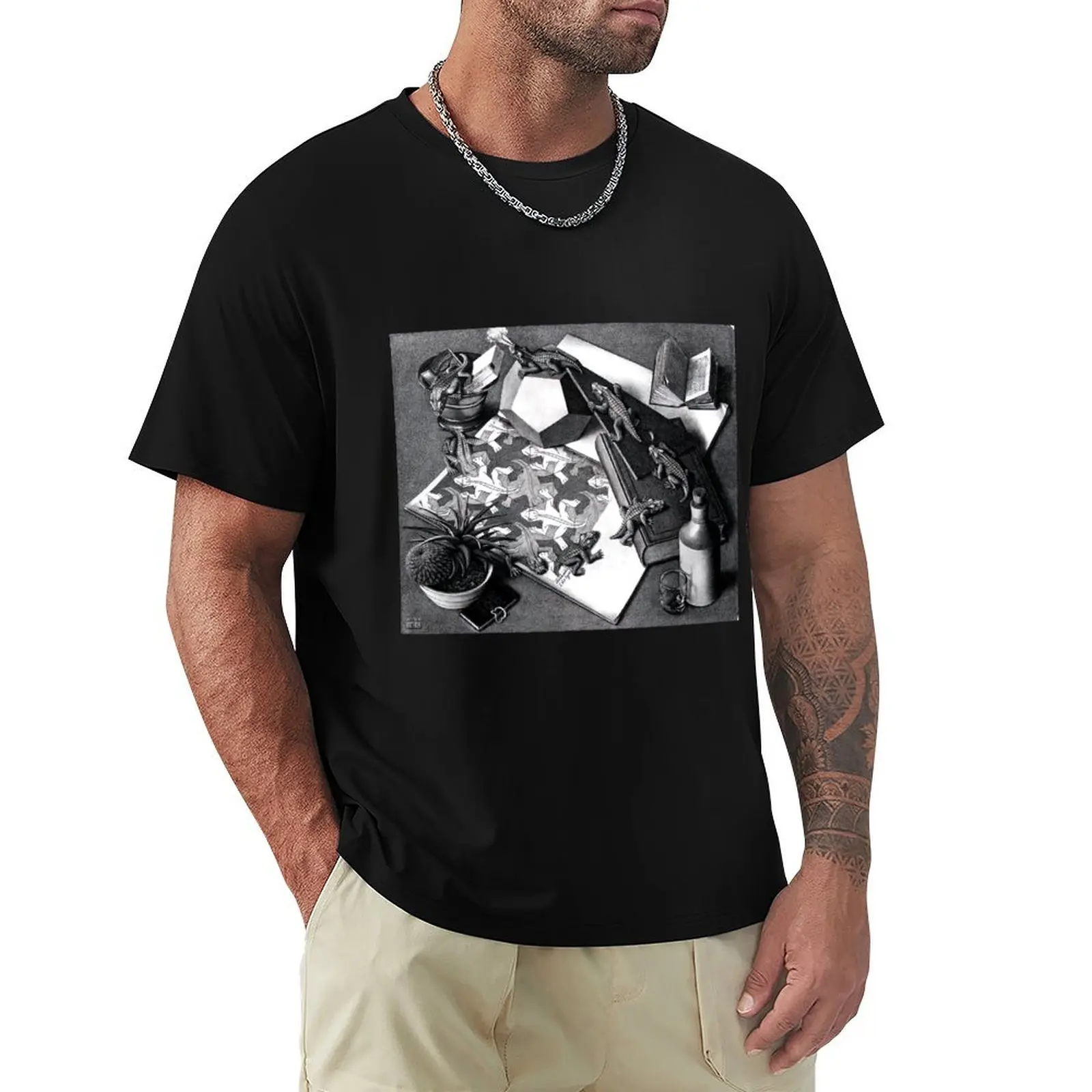 maurits cornelis escher, m c escher paintings, m c escher artwork T-Shirt Holiday Vacation Tee Shirt