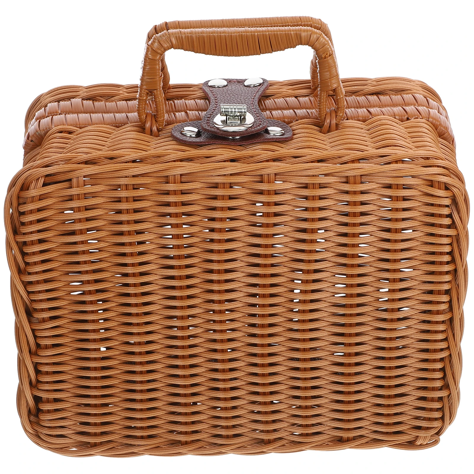 

Portable Blue 22x17x11cm Woven Picnic Basket Vintage Storage Box Decorative Suitcase Retro H woven Case for Home Office