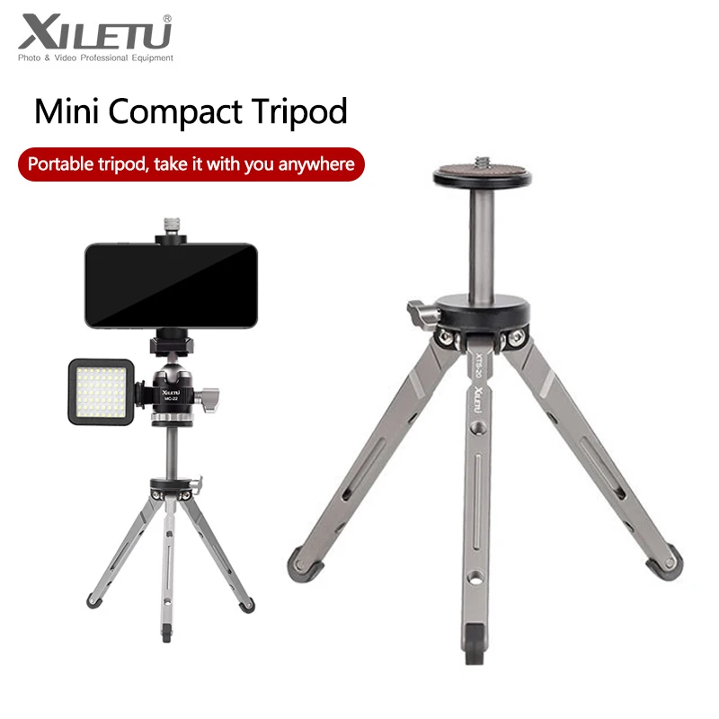XILETU Mini trípode de escritorio portátil Vlog vídeo fotografía trípode extensión eje central soporte para cámara accesorios de teléfono