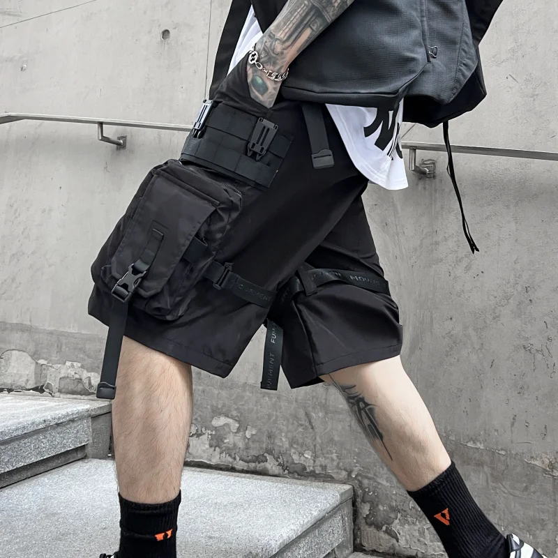 Summer Multi-Pocket Paratrooper Techwear Charging Workwear Shorts Men's Trendy Fried Street Ins Youth Straight Fifth Pants
