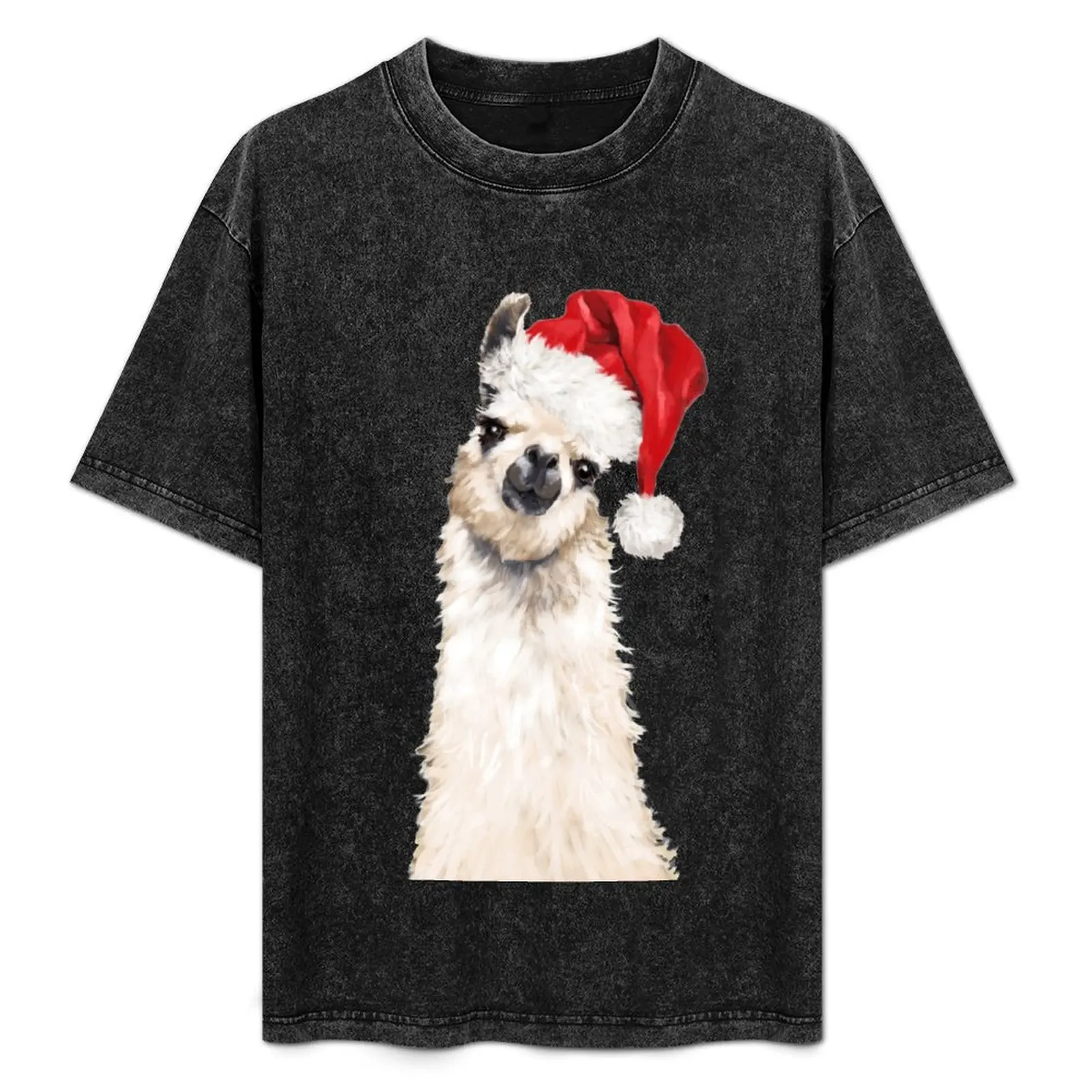 Christmas Llama in Pink T-Shirt Essential Solid Color T-Shirt