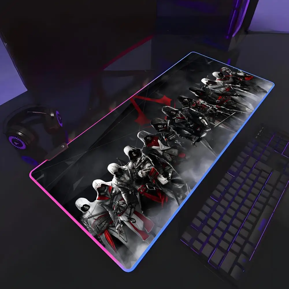 Assassin's Creed Cool Mouse Pad RGB Rubber Antislip Keyboard Pad 40x90cm Mousepad Gaming Accessories XXL Office Computer Mat