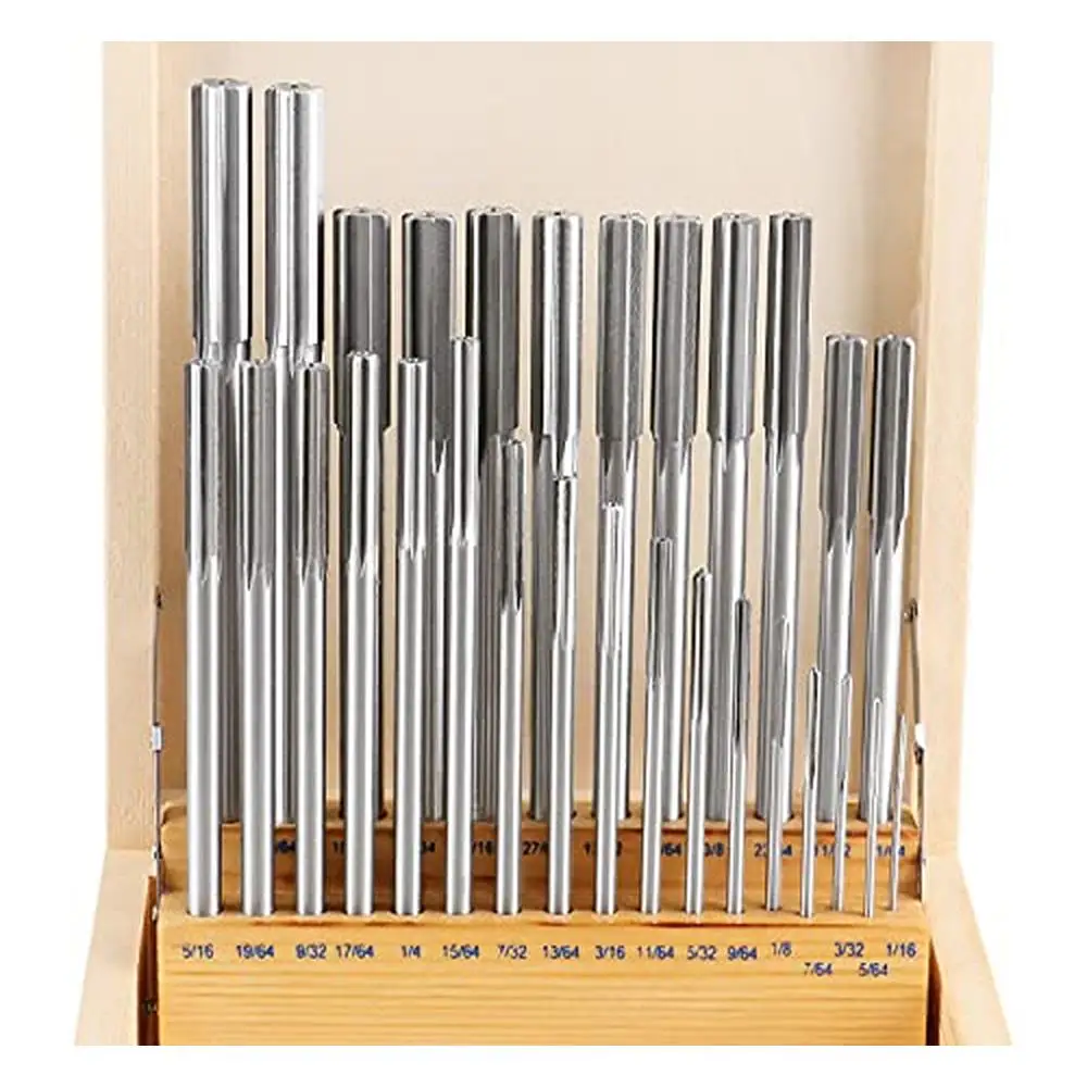 29 Pc HSS Chucking Reamer Set 1/16''-1/2'' Straight Shank Right Hand Cut Industrial Tools