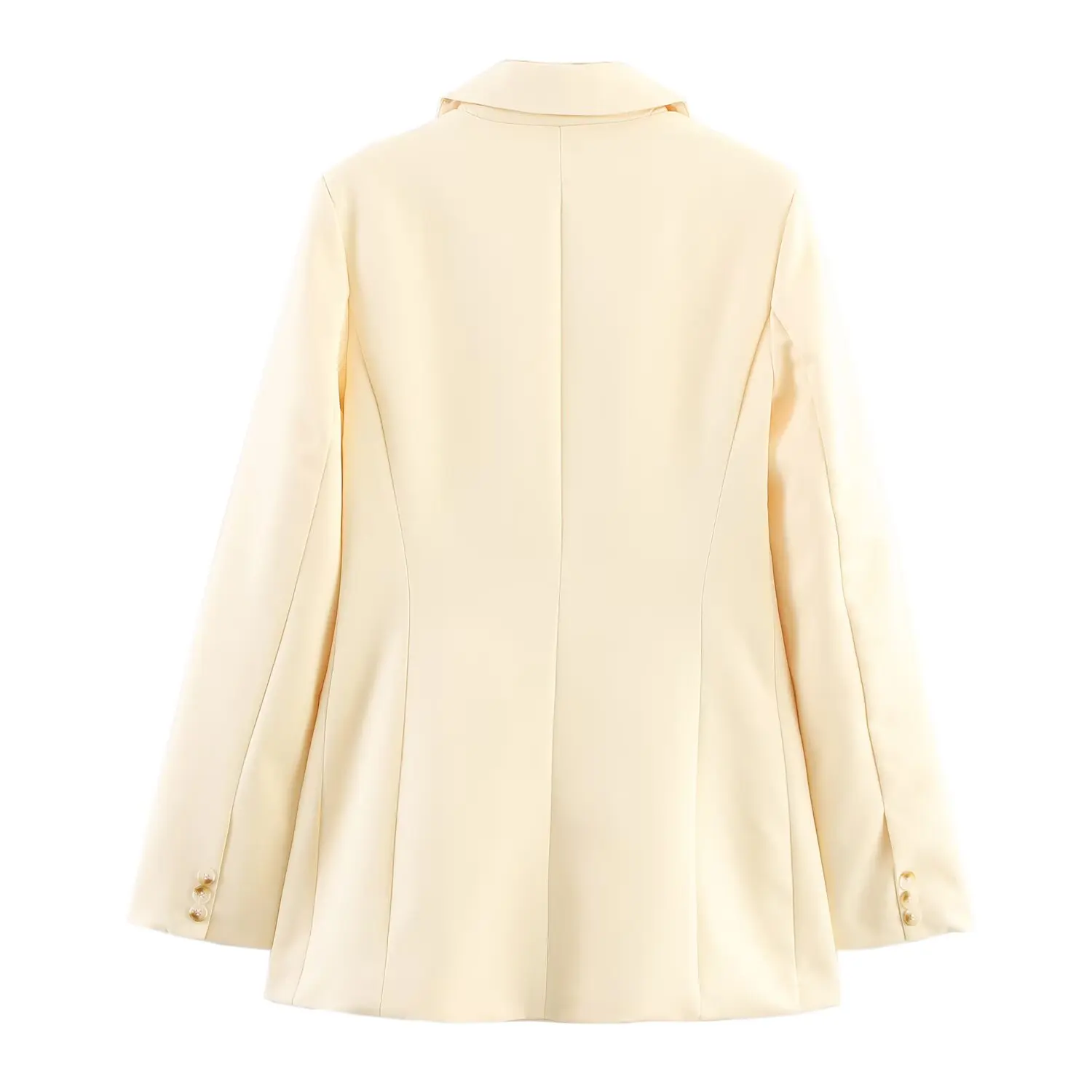 KONDALA Chic 2025 Woman Autumn Office Lady Vintage Blazer Double Breasted Jackets Turn-Down Collar Fashion Female Yellow Blazer