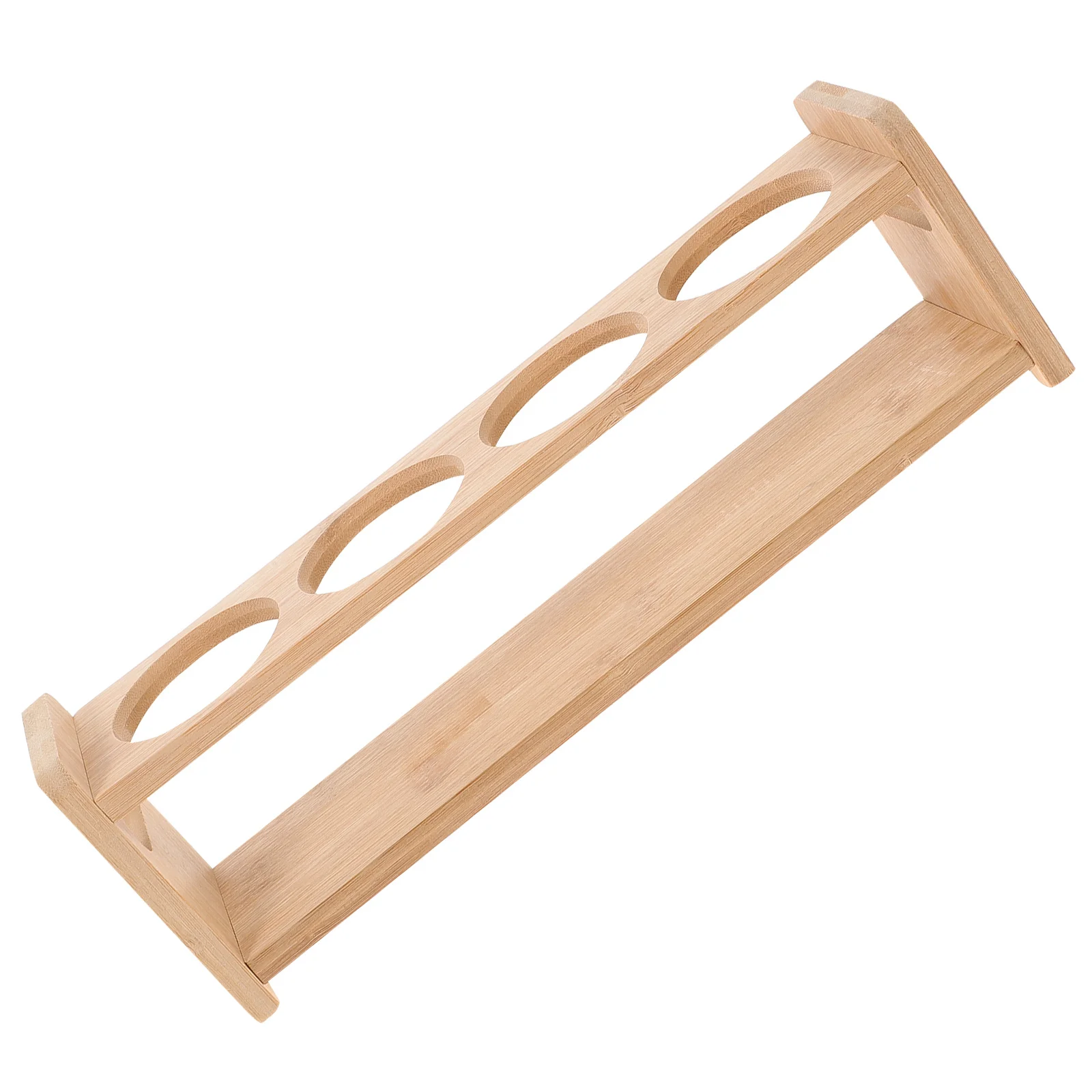 

Wooden Spice Rack Four-Holes Design Multipurpose Seasoning Storage Rack Kitchen Condiment Bottle Holder Home Essentials Kitchen